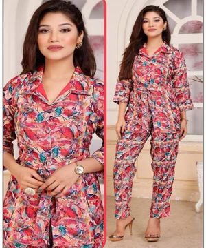 Printed Shirt Collar Co-Ord